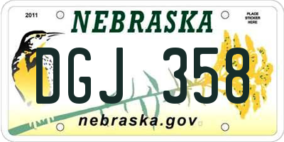 NE license plate DGJ358