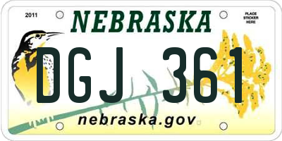 NE license plate DGJ361