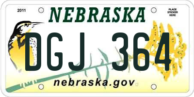 NE license plate DGJ364