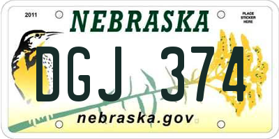 NE license plate DGJ374