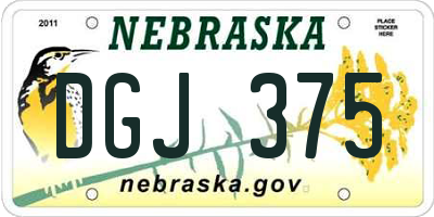 NE license plate DGJ375