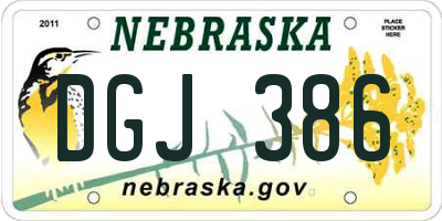 NE license plate DGJ386