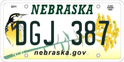 NE license plate DGJ387