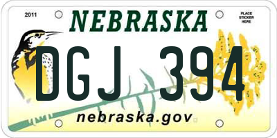 NE license plate DGJ394
