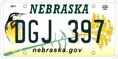 NE license plate DGJ397