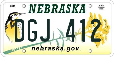 NE license plate DGJ412