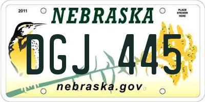 NE license plate DGJ445