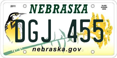 NE license plate DGJ455