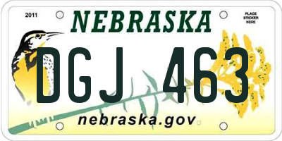 NE license plate DGJ463