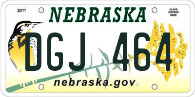 NE license plate DGJ464