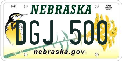 NE license plate DGJ500