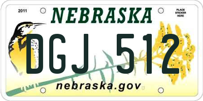 NE license plate DGJ512