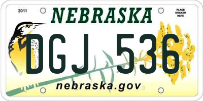 NE license plate DGJ536