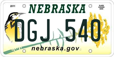 NE license plate DGJ540