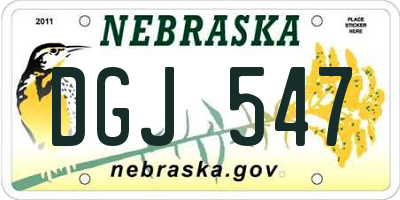 NE license plate DGJ547