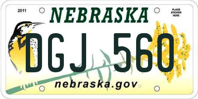 NE license plate DGJ560