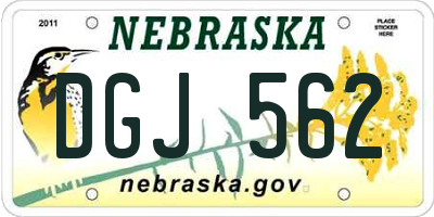 NE license plate DGJ562