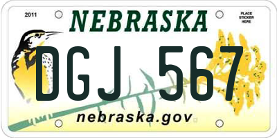 NE license plate DGJ567