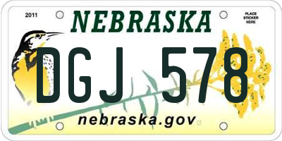 NE license plate DGJ578