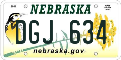 NE license plate DGJ634