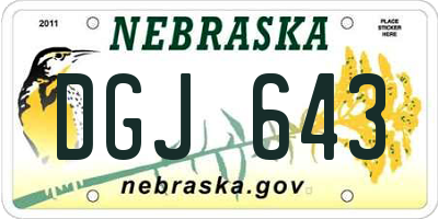 NE license plate DGJ643