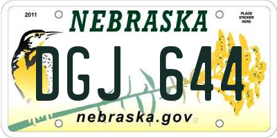 NE license plate DGJ644