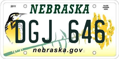 NE license plate DGJ646
