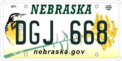NE license plate DGJ668