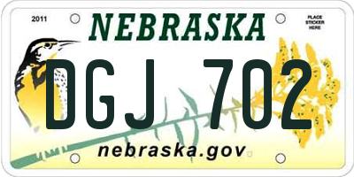 NE license plate DGJ702
