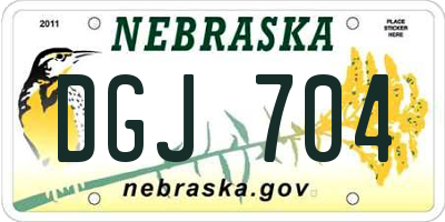 NE license plate DGJ704