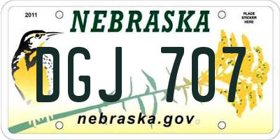 NE license plate DGJ707