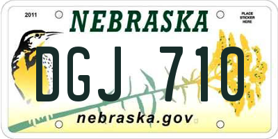 NE license plate DGJ710