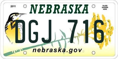 NE license plate DGJ716