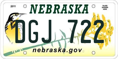 NE license plate DGJ722