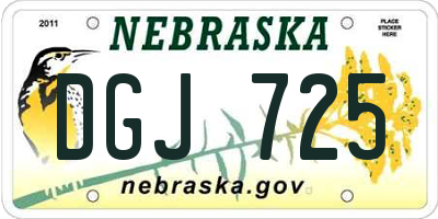 NE license plate DGJ725