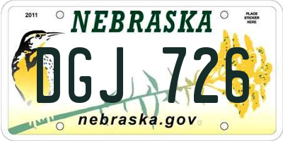 NE license plate DGJ726