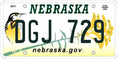 NE license plate DGJ729