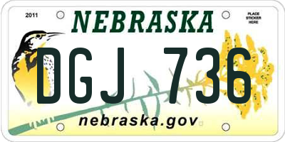 NE license plate DGJ736