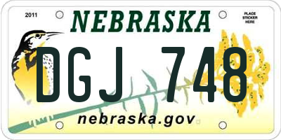 NE license plate DGJ748