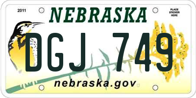 NE license plate DGJ749