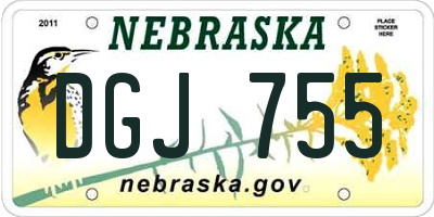 NE license plate DGJ755