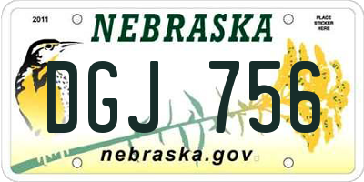 NE license plate DGJ756