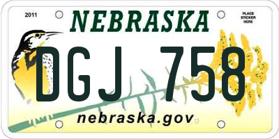 NE license plate DGJ758