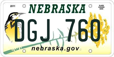 NE license plate DGJ760