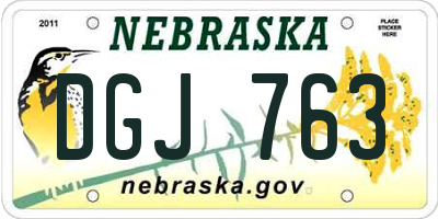 NE license plate DGJ763