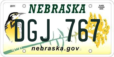 NE license plate DGJ767