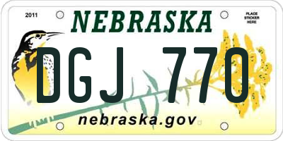 NE license plate DGJ770