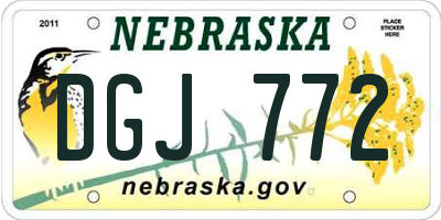 NE license plate DGJ772