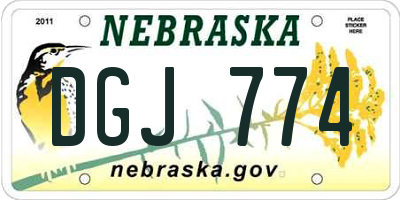 NE license plate DGJ774