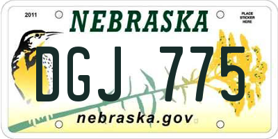 NE license plate DGJ775